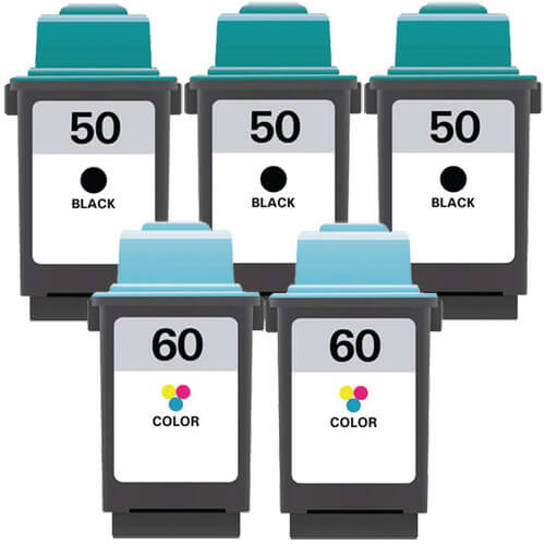 Replacement Lexmark 50 60 Ink Cartridges Combo Pack 5: 3 #50 Black and 2 #60 Tri-color